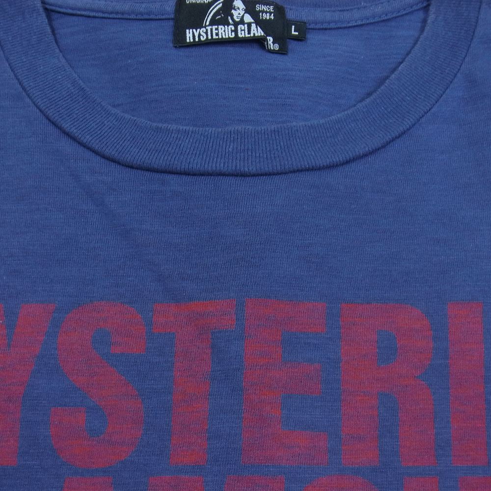 HYSTERIC GLAMOUR ヒステリックグラマー 02172CT12 BEGINS! pt T-SH ガール ロゴ 半袖 Tシャツ ネイビー系 L【中古】