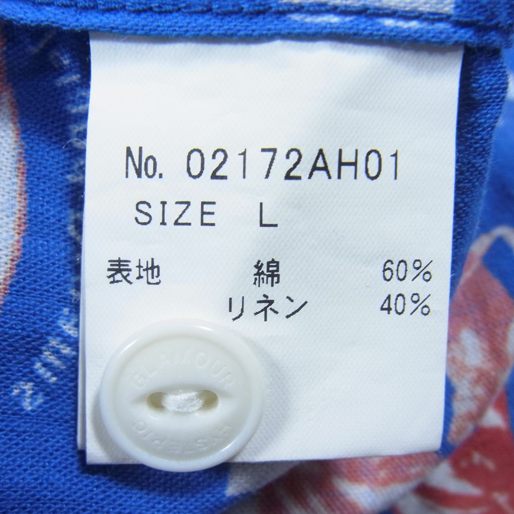 HYSTERIC GLAMOUR ヒステリックグラマー 02172AH01 シャーク ガール 総柄 長袖 シャツ ブルー系 L【中古】
