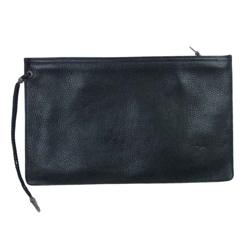 CHROME HEARTS クロムハーツ（原本有） FLAT MED PLANE レザー クラッチバッグ ブラック系【中古】