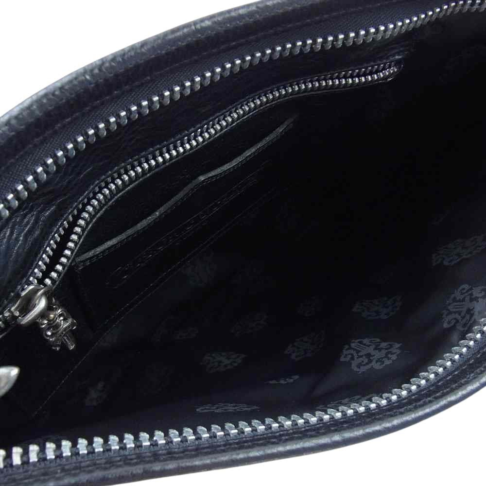 CHROME HEARTS クロムハーツ（原本有） FLAT MED PLANE レザー クラッチバッグ ブラック系【中古】