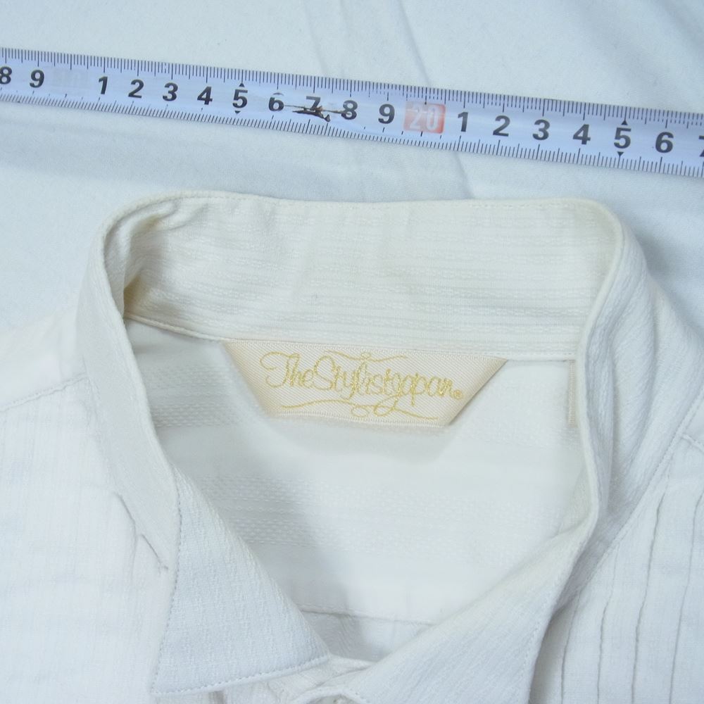 The Stylist Japan ザスタイリストジャパン ウィングカラー ピンタック 長袖シャツ ホワイト系 XL【中古】