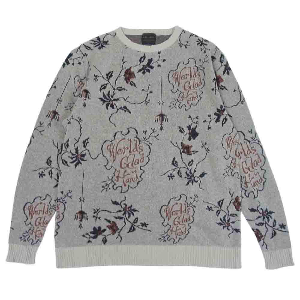 BY GLADHAND バイグラッドハンド BYGH-21-SS-18 MRIPE ROOM 麻混 ジャガード ニット クルーネック セーター ベージュ系 XL【中古】