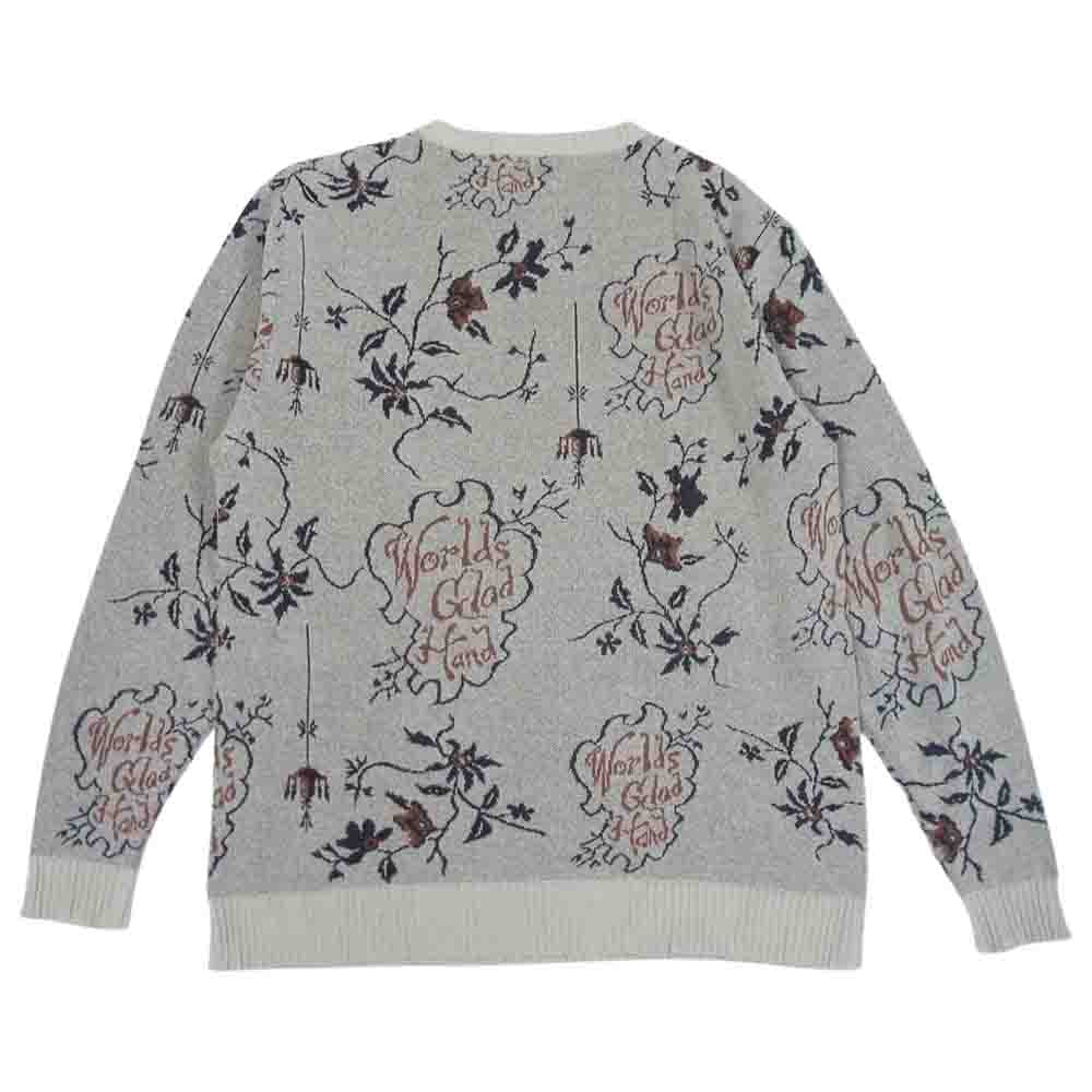 BY GLADHAND バイグラッドハンド BYGH-21-SS-18 MRIPE ROOM 麻混 ジャガード ニット クルーネック セーター ベージュ系 XL【中古】