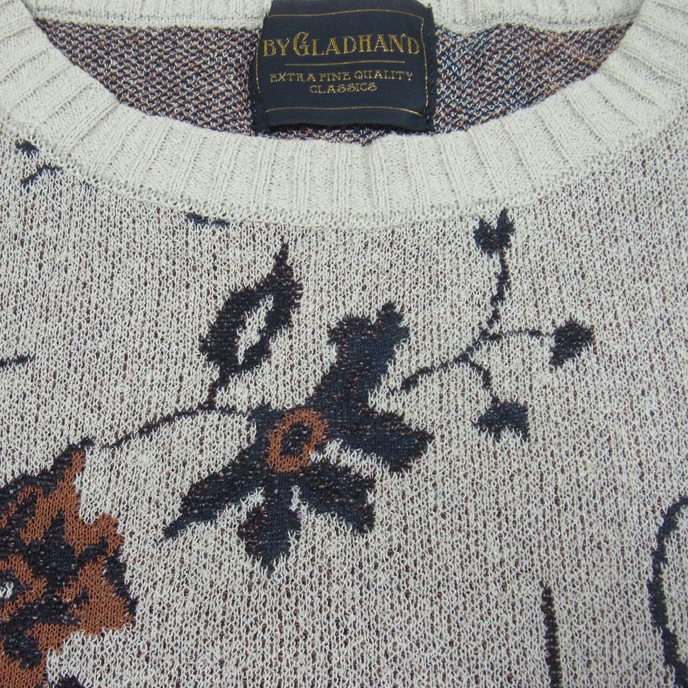 BY GLADHAND バイグラッドハンド BYGH-21-SS-18 MRIPE ROOM 麻混 ジャガード ニット クルーネック セーター ベージュ系 XL【中古】