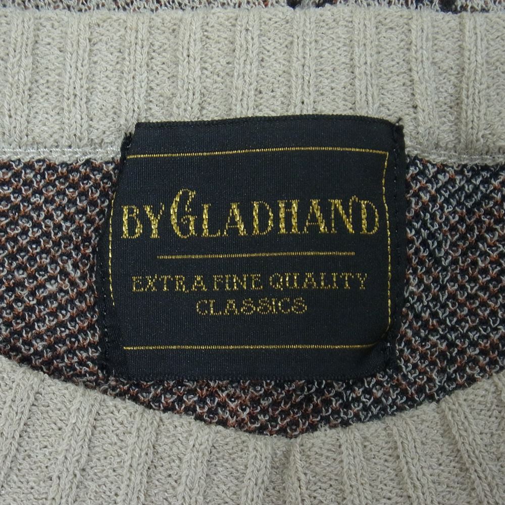 BY GLADHAND バイグラッドハンド BYGH-21-SS-18 MRIPE ROOM 麻混 ジャガード ニット クルーネック セーター ベージュ系 XL【中古】