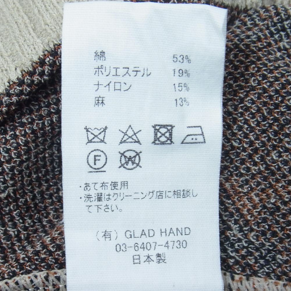 BY GLADHAND バイグラッドハンド BYGH-21-SS-18 MRIPE ROOM 麻混 ジャガード ニット クルーネック セーター ベージュ系 XL【中古】