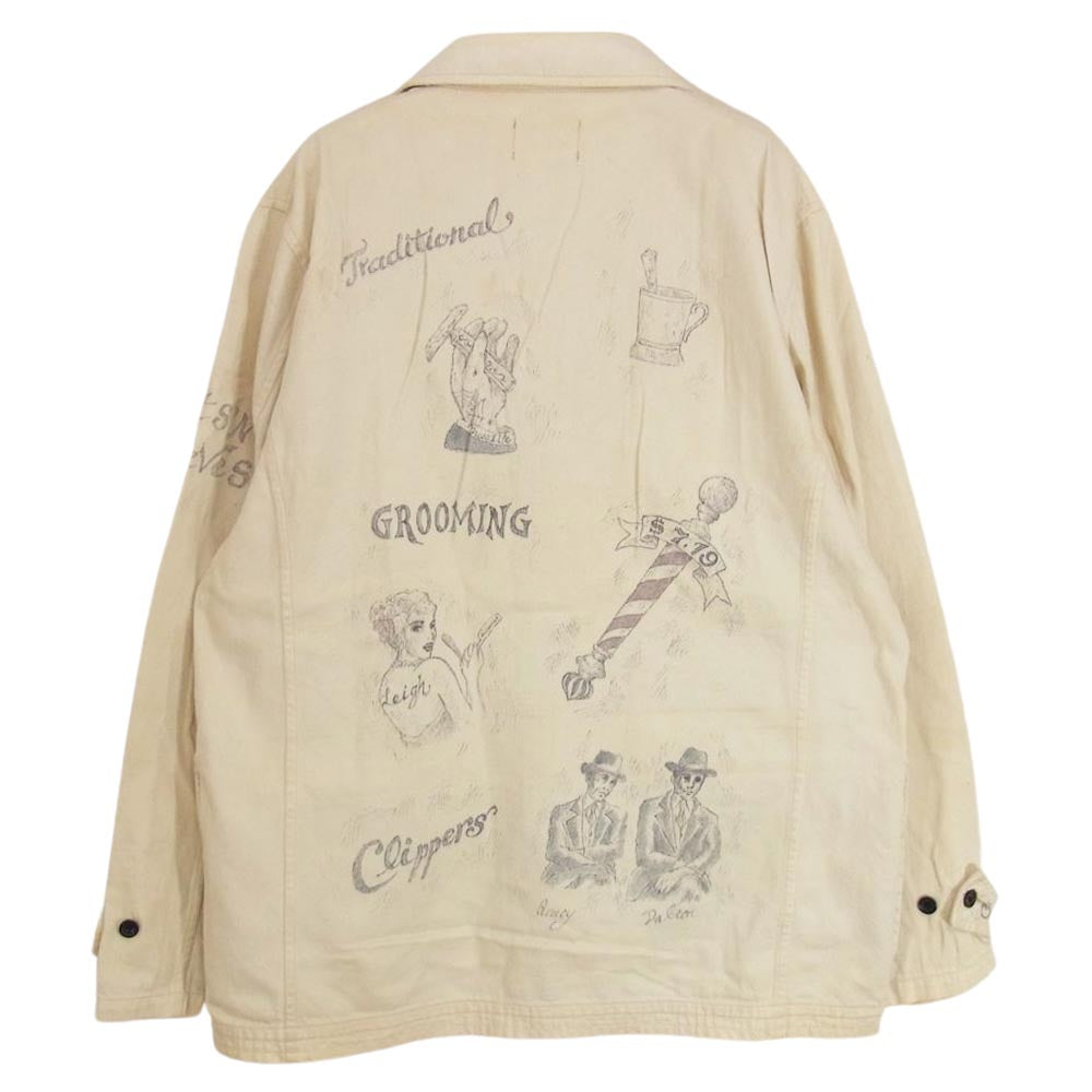 GANGSTERVILLE ギャングスタービル GSV-14-AW-19 Olde JKT HAND PAINT ハンドペイント 加工 キャンバス ジャケット オフホワイト系 XL【中古】