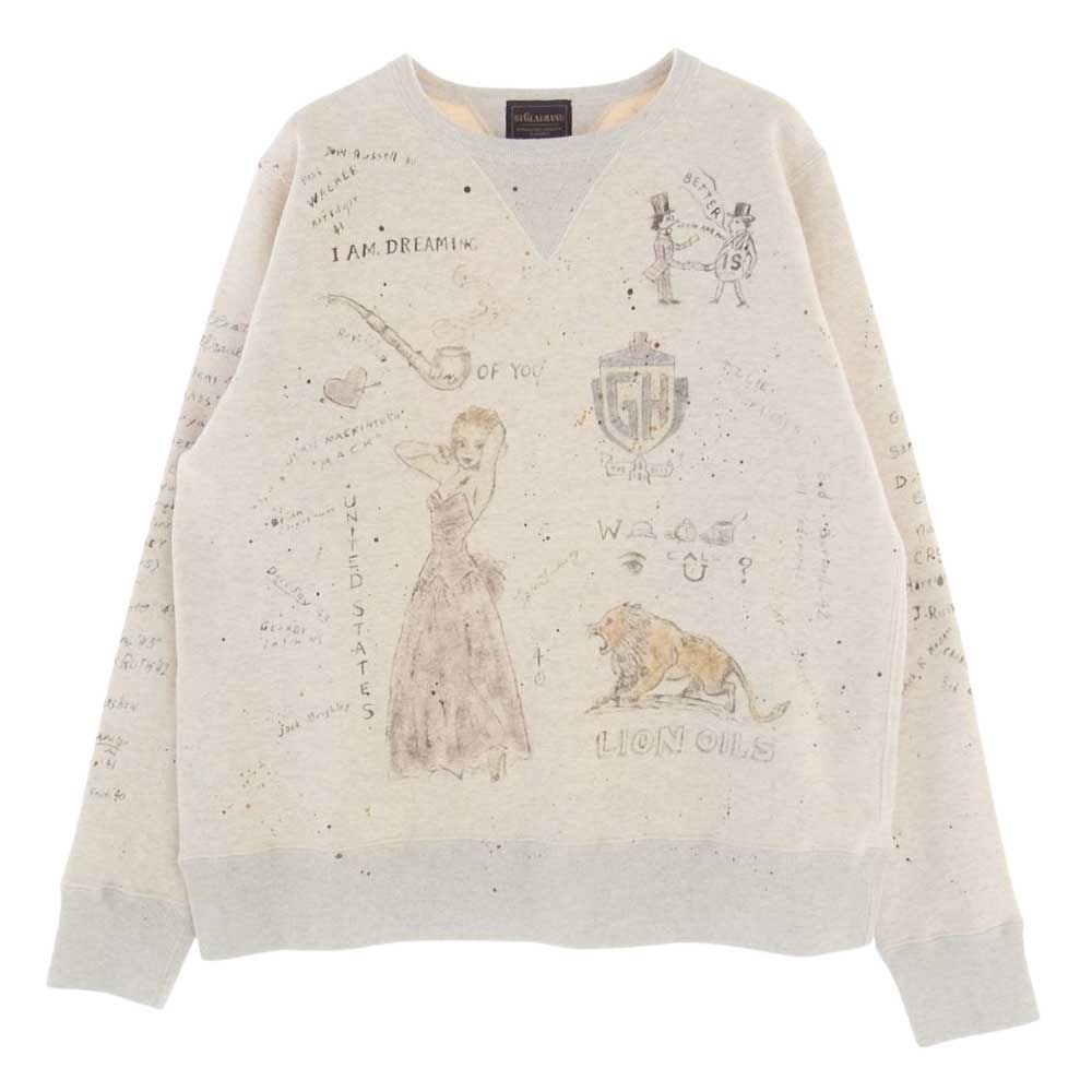 BY GLADHAND バイグラッドハンド BYGH-20-AW-23 GLADDEN グラッデン ペイント プリント スウェット ベージュ系 XL【中古】