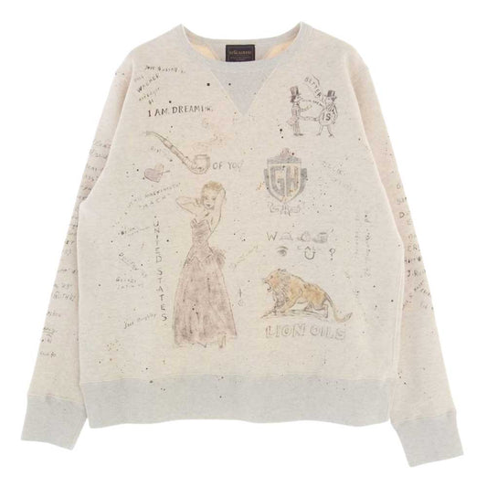 BY GLADHAND バイグラッドハンド BYGH-20-AW-23 GLADDEN グラッデン ペイント プリント スウェット ベージュ系 XL【中古】