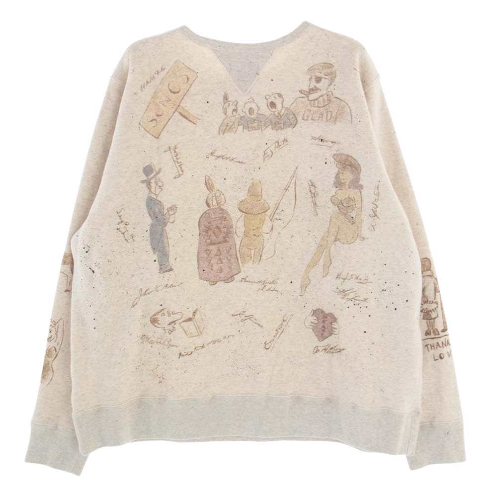 BY GLADHAND バイグラッドハンド BYGH-21-AW-15 GLADDEN グラッデン ペイント プリント スウェット ベージュ系 XL【中古】
