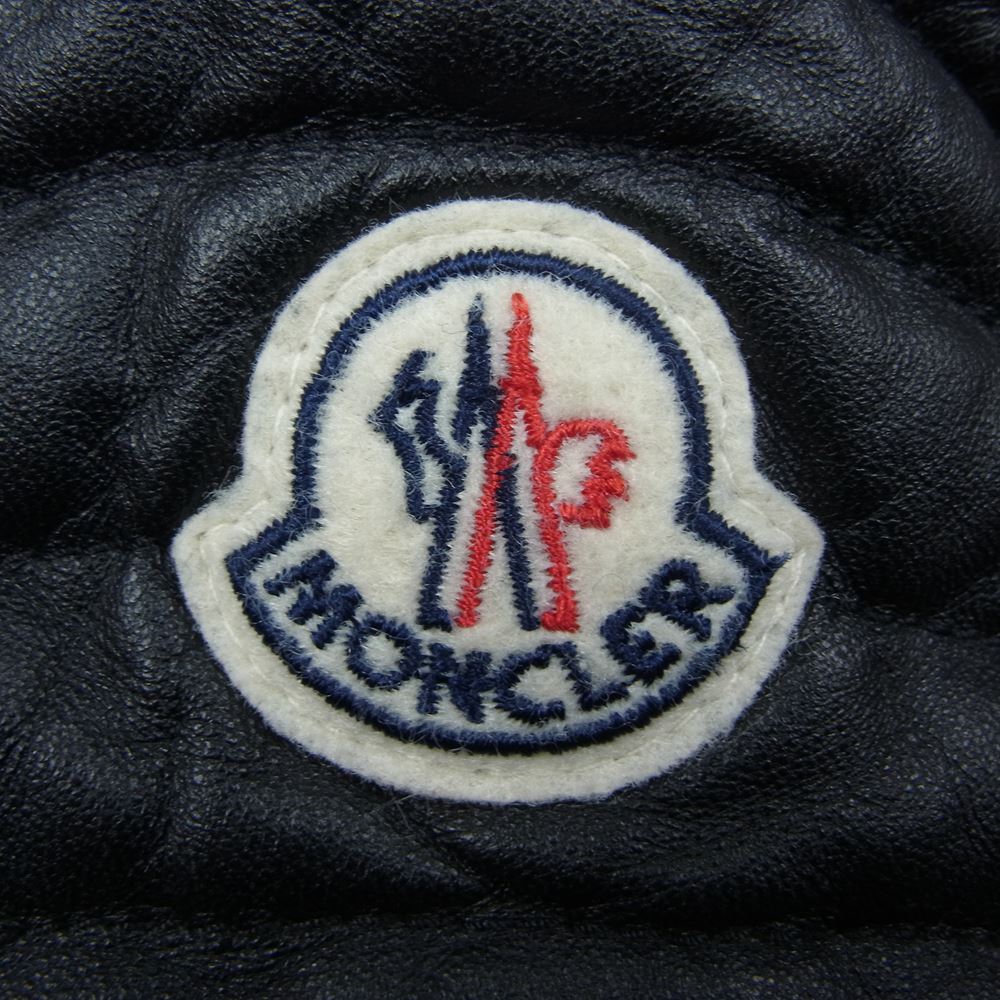 MONCLER モンクレール 国内正規品 KERKYRA レザー切替 ライダース ショート ダウンジャケット ブラック系 1【中古】