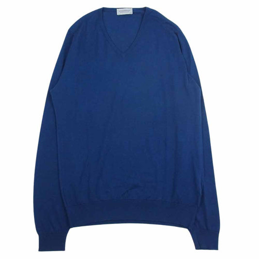 JOHN SMEDLEY ジョンスメドレー 英国製 30G SEA ISLAND COTTON 30G Ｖネック ニット ブルー系 M【中古】