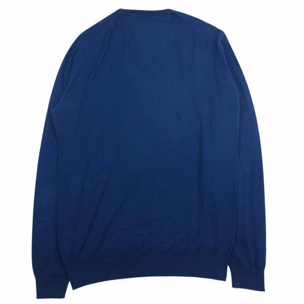JOHN SMEDLEY ジョンスメドレー 英国製 30G SEA ISLAND COTTON 30G Ｖネック ニット ブルー系 M【中古】