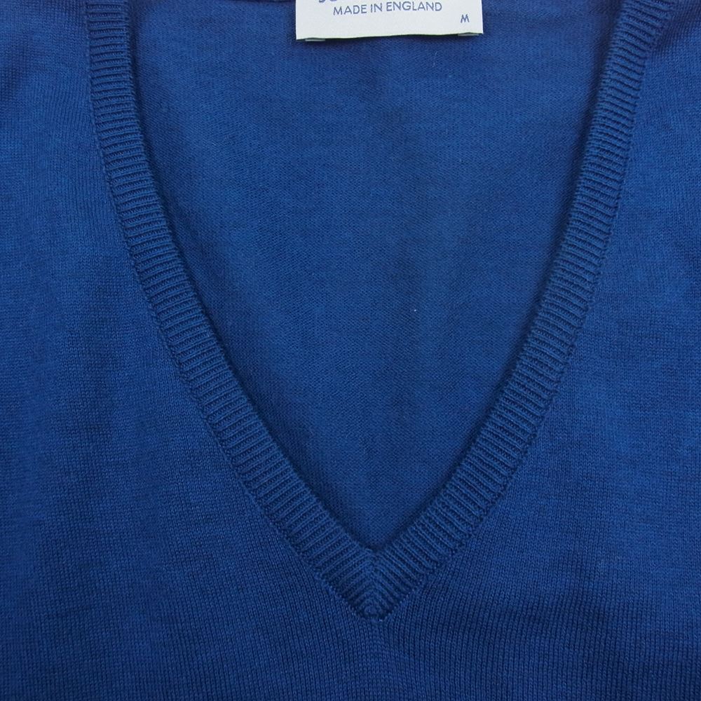 JOHN SMEDLEY ジョンスメドレー 英国製 30G SEA ISLAND COTTON 30G Ｖネック ニット ブルー系 M【中古】