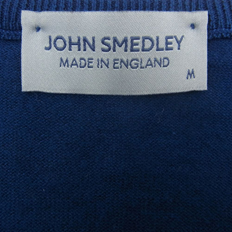JOHN SMEDLEY ジョンスメドレー 英国製 30G SEA ISLAND COTTON 30G Ｖネック ニット ブルー系 M【中古】