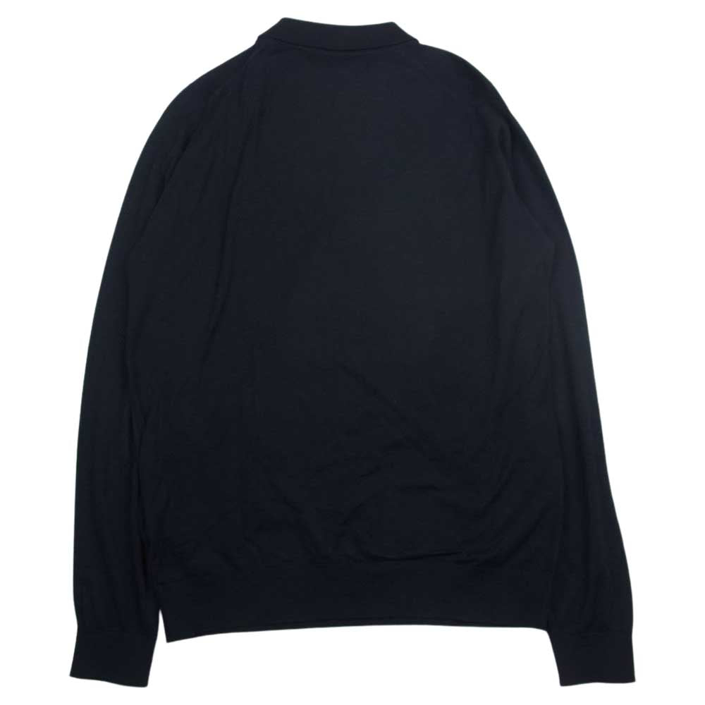 JOHN SMEDLEY ジョンスメドレー 英国製 30G MERINO WOOL メリノウール ロングスリーブ 長袖 ポロシャツ ニット ブラック系 M【美品】【中古】