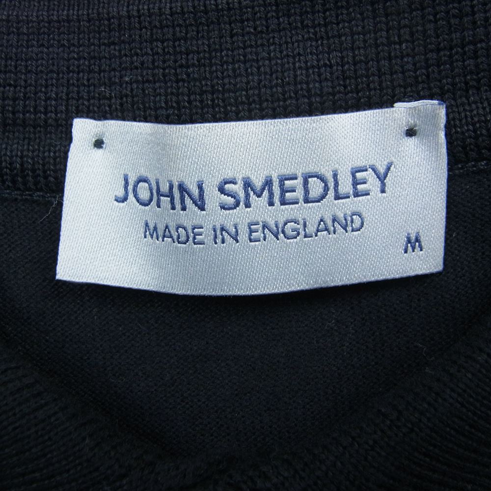 JOHN SMEDLEY ジョンスメドレー 英国製 30G MERINO WOOL メリノウール ロングスリーブ 長袖 ポロシャツ ニット ブラック系 M【美品】【中古】