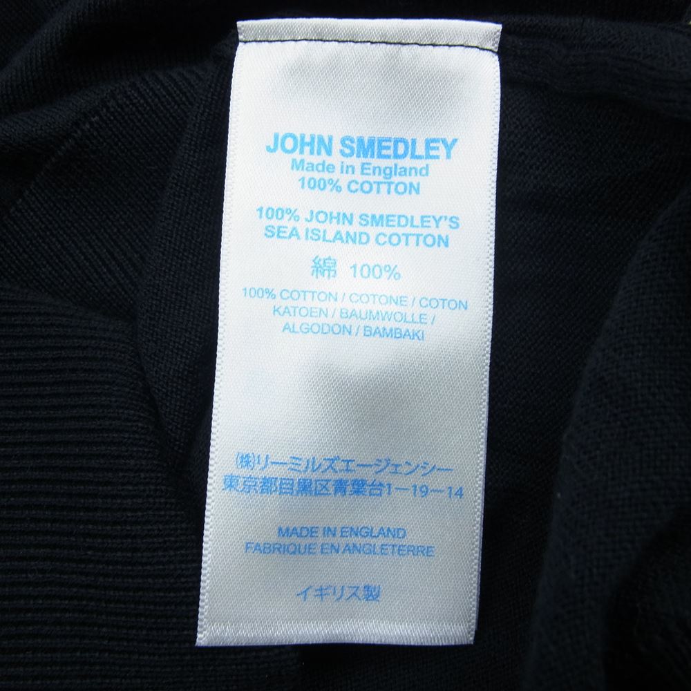 JOHN SMEDLEY ジョンスメドレー 英国製 30G MERINO WOOL メリノウール ロングスリーブ 長袖 ポロシャツ ニット ブラック系 M【美品】【中古】