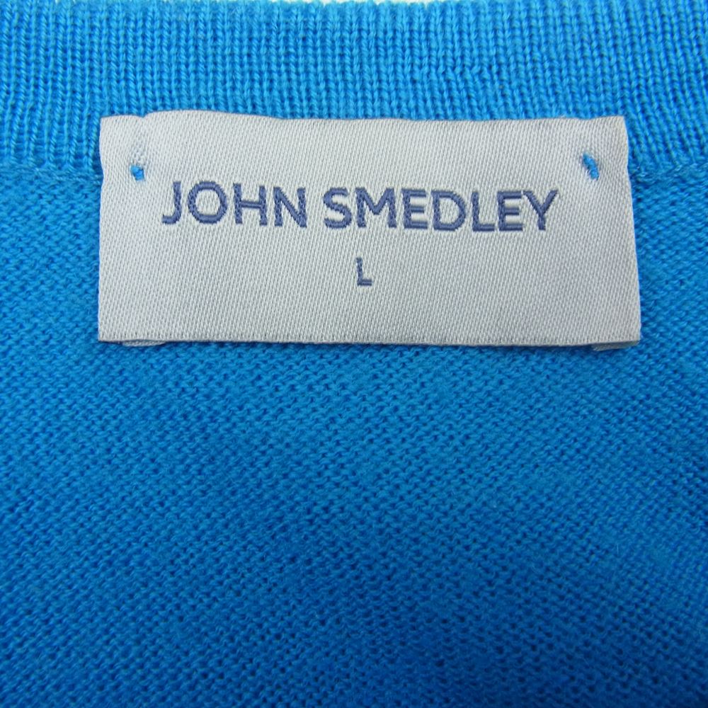 JOHN SMEDLEY ジョンスメドレー 英国製 ウール ポケット付き クルーネック ニット セーター ブルー系 L【中古】