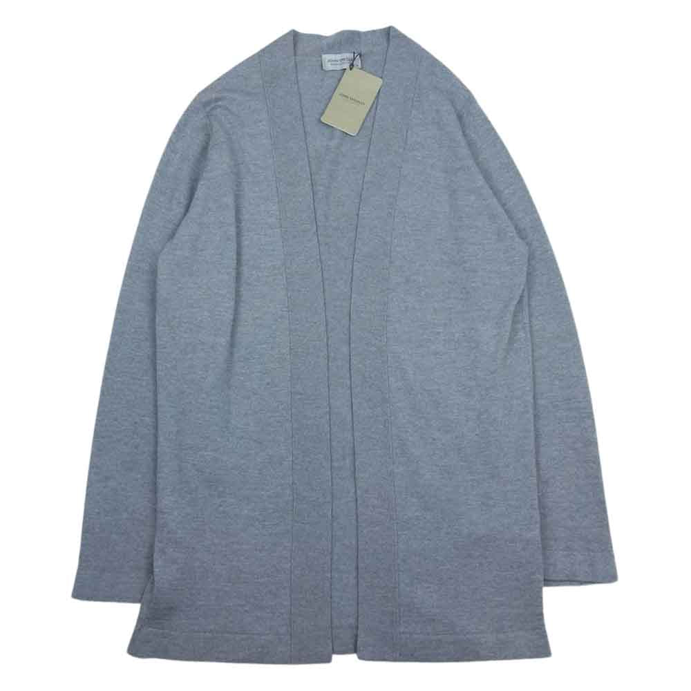 JOHN SMEDLEY ジョンスメドレー A4203 英国製 MERINO WOOL UNISEX CARDIGAN メリノウール ボタンレス ノーカラー カーディガン グレー系 M【美品】【中古】