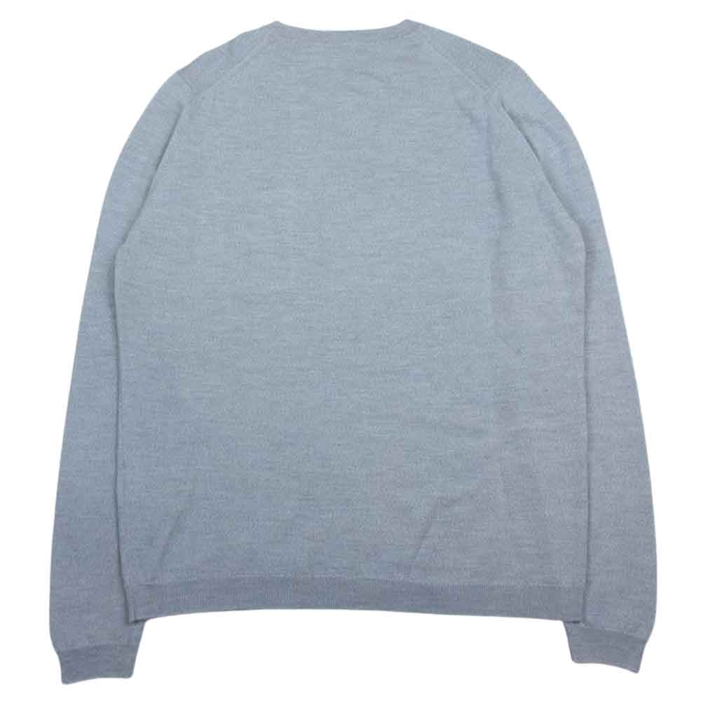JOHN SMEDLEY ジョンスメドレー A3910 国内正規品 英国製 MERINO WOOL MENS PULLOVER CN LS 24G メリノウール プルオーバ― ポケット付き クルーネック ニット セーター グレー系 L【新古品】【未使用】【中古】