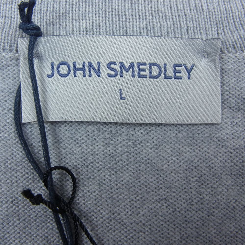JOHN SMEDLEY ジョンスメドレー A3910 国内正規品 英国製 MERINO WOOL MENS PULLOVER CN LS 24G メリノウール プルオーバ― ポケット付き クルーネック ニット セーター グレー系 L【新古品】【未使用】【中古】