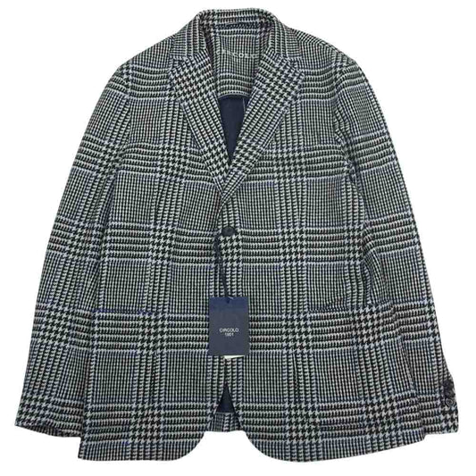 チルコロ 9CU207617 グレンプレイド 千鳥 プリント 2B ジャージー テーラードジャケット ブルー系 50【新古品】【未使用】【中古】