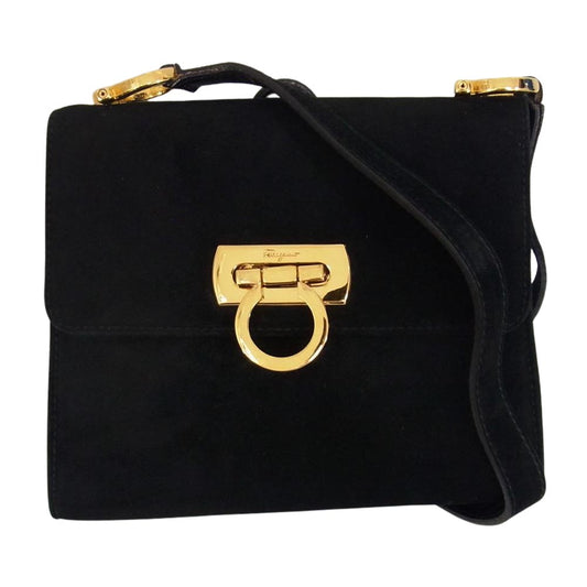 Salvatore Ferragamo サルヴァトーレフェラガモ ガンチーニ スエード ショルダー バッグ ブラック系【中古】