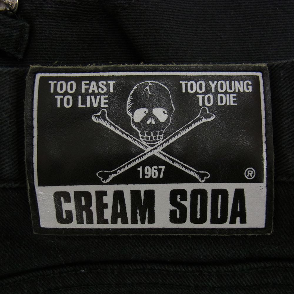 CREAM SODA クリームソーダ CS イナズマステッチ ストレッチ パンツ ブラック ブラック系 サイズ表記無【中古】