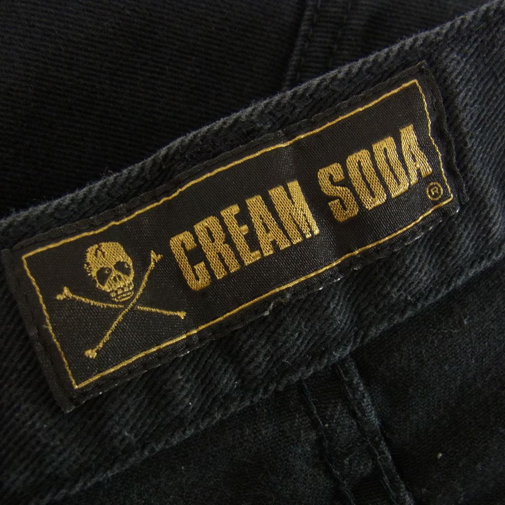 CREAM SODA クリームソーダ CS イナズマステッチ ストレッチ パンツ ブラック ブラック系 サイズ表記無【中古】