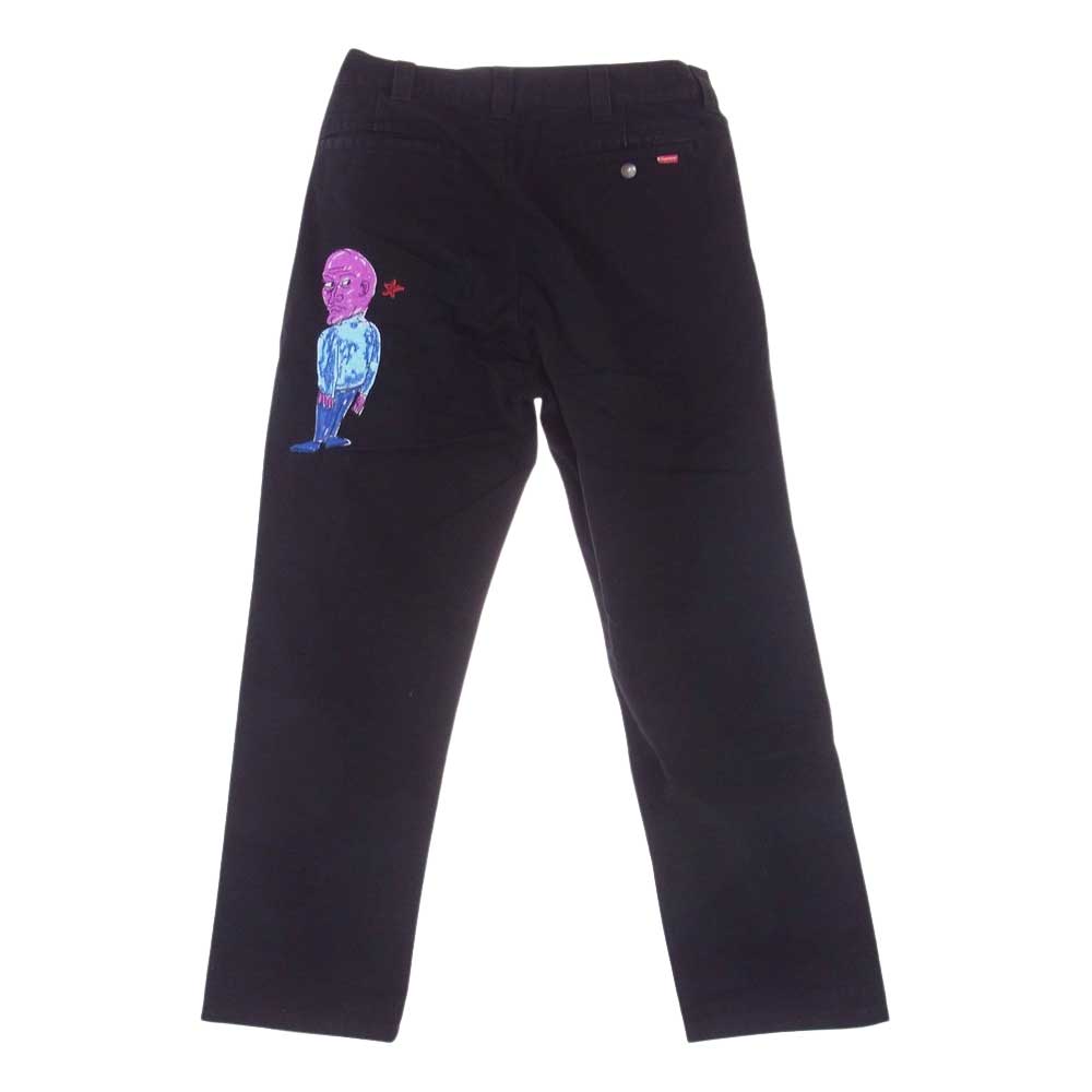 Supreme シュプリーム Daniel Johnston Embroidered Work Pant ダニエル ジョンストン 刺繍 ワーク パンツ ブラック系 30【中古】