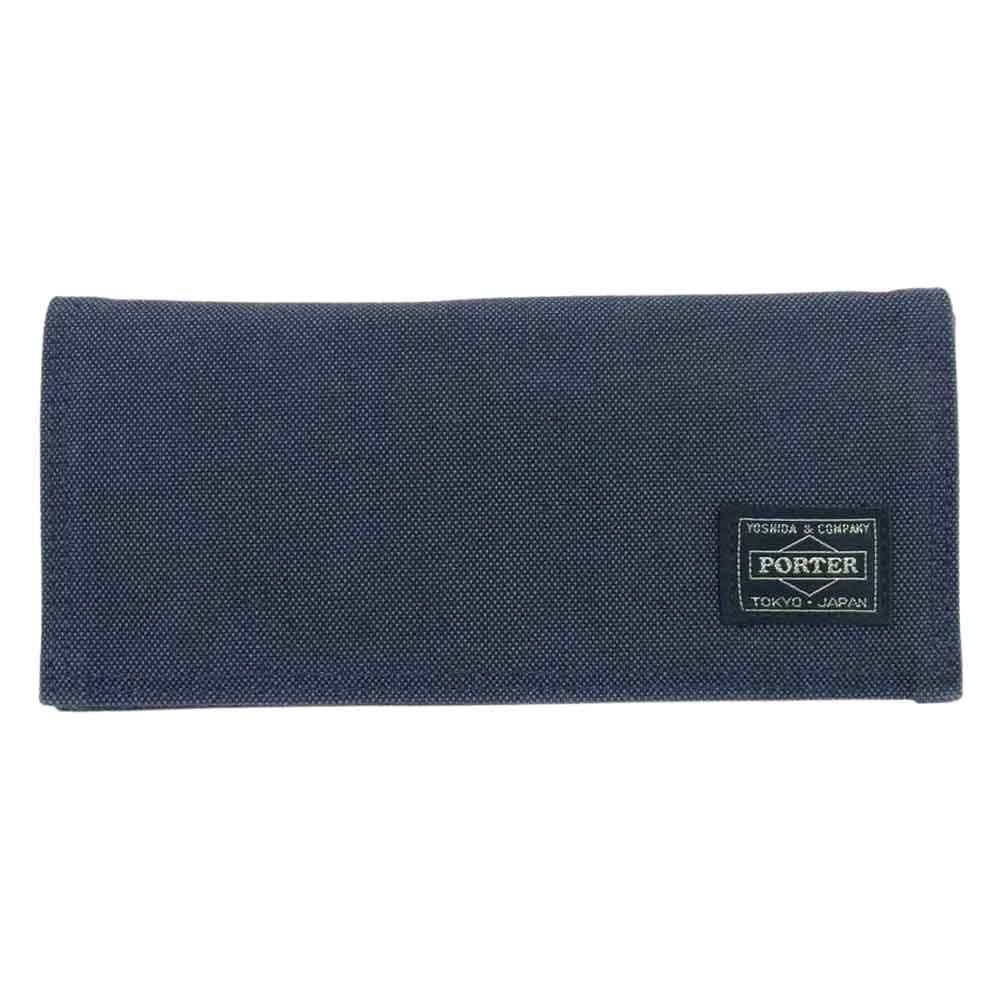 PORTER ポーター SMOKY WALLET 二つ折り 長財布 ネイビー系【中古】