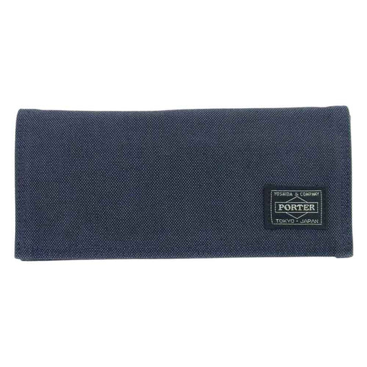 PORTER ポーター SMOKY WALLET 二つ折り 長財布 ネイビー系【中古】