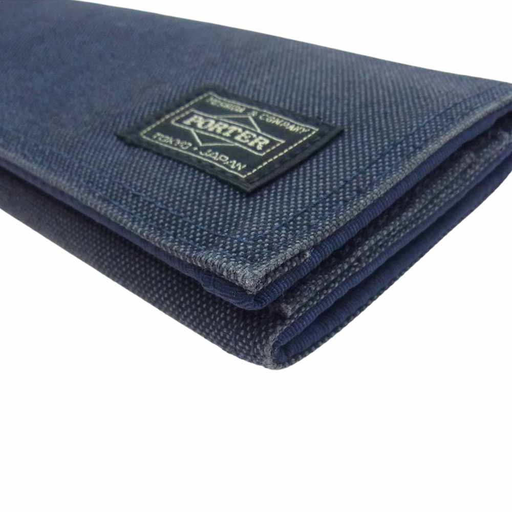 PORTER ポーター SMOKY WALLET 二つ折り 長財布 ネイビー系【中古
