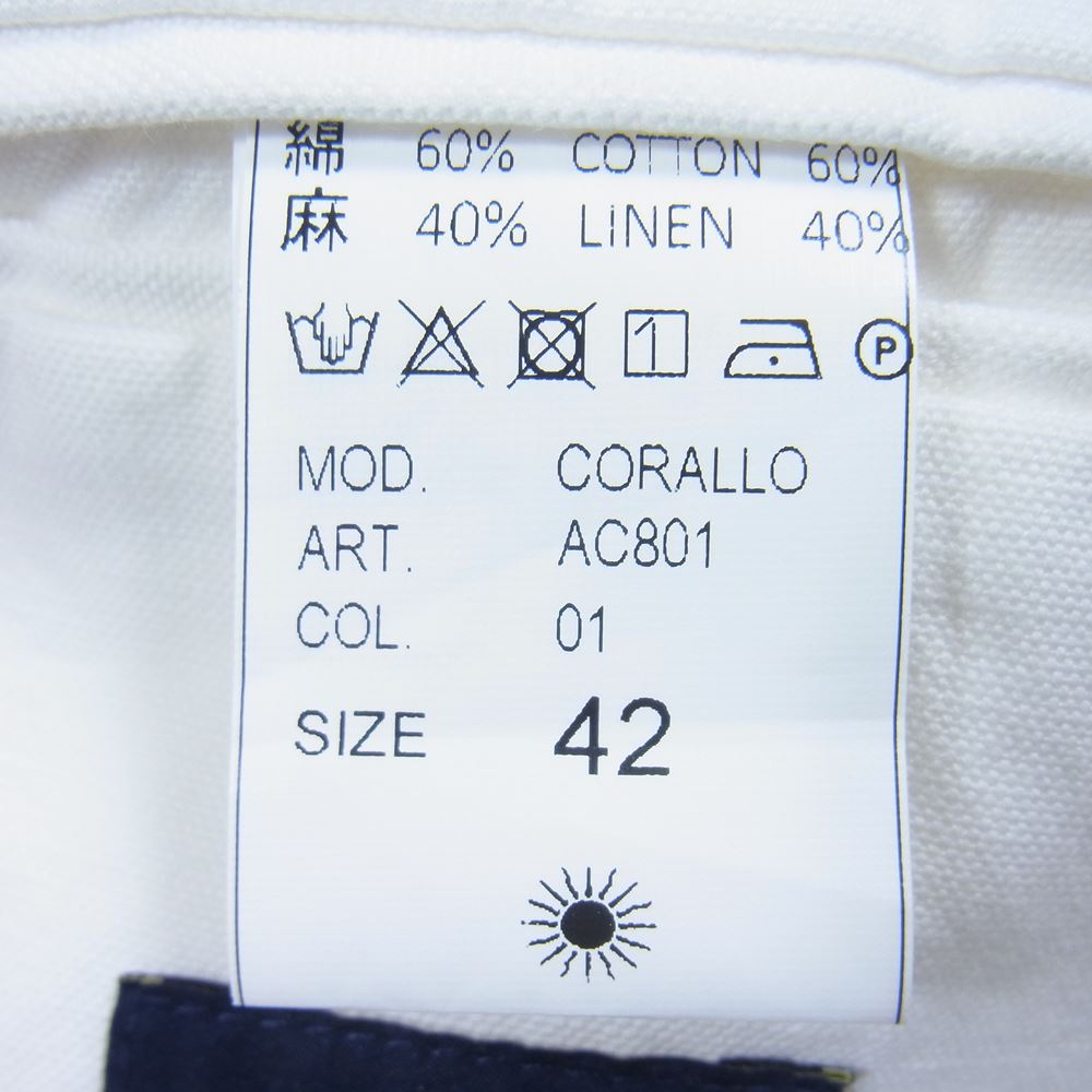ジャンネット CORALLO イタリア製 リネン混 2B テーラードジャケット ホワイト系 42【中古】