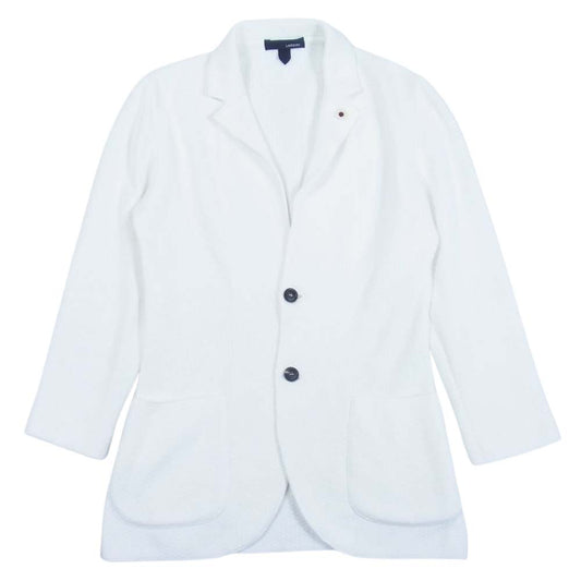 LARDINI ラルディーニ JVLJM70J イタリア製 2B シングル コットンニット テーラードジャケット ホワイト ホワイト系 S【中古】