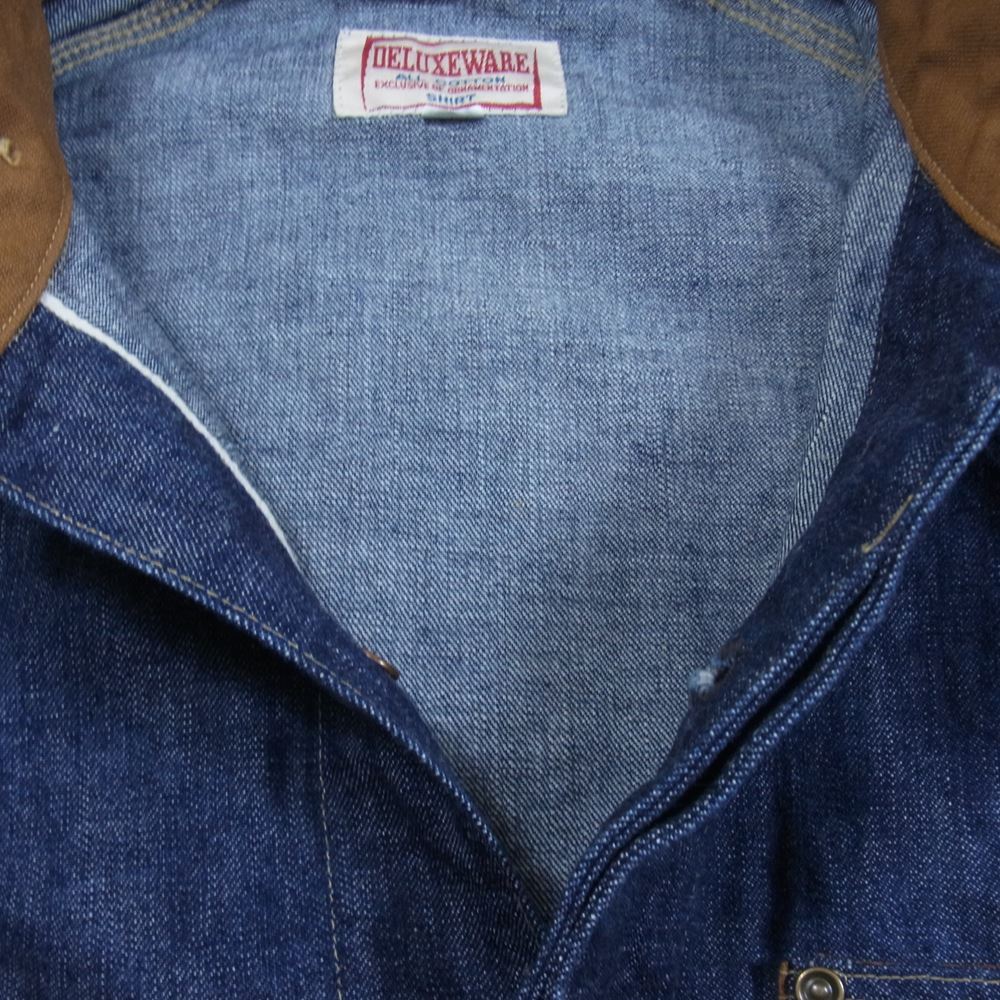 DELUXE デラックス WARE チンストラップ 長袖 デニム ワークシャツ インディゴブルー系 M【中古】