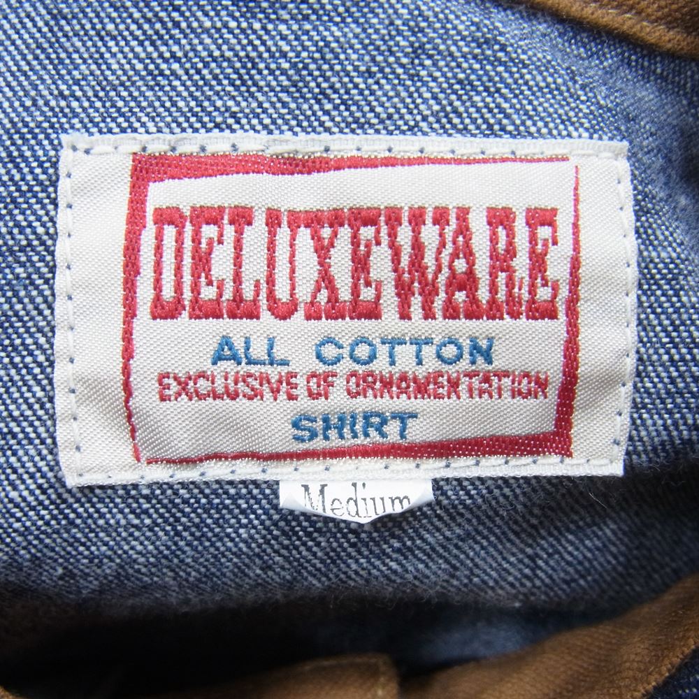 DELUXE デラックス WARE チンストラップ 長袖 デニム ワークシャツ インディゴブルー系 M【中古】