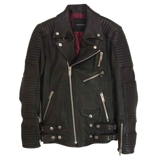 Moonage Devilment ムーンエイジデビルメント mjk-0159 シープスキン レザー ライダース バイカー ジャケット ブラック系 44【中古】