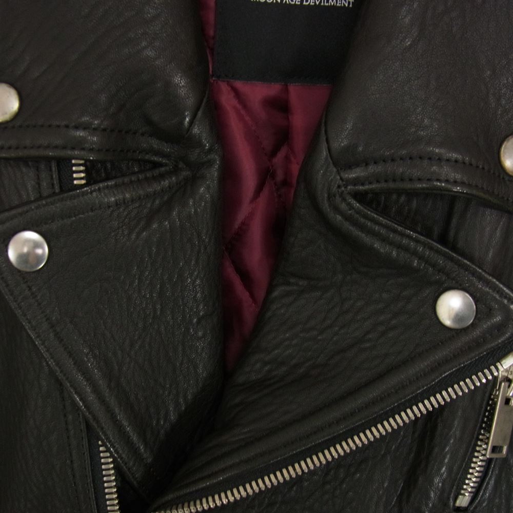 Moonage Devilment ムーンエイジデビルメント mjk-0159 シープスキン レザー ライダース バイカー ジャケット ブラック系 44【中古】