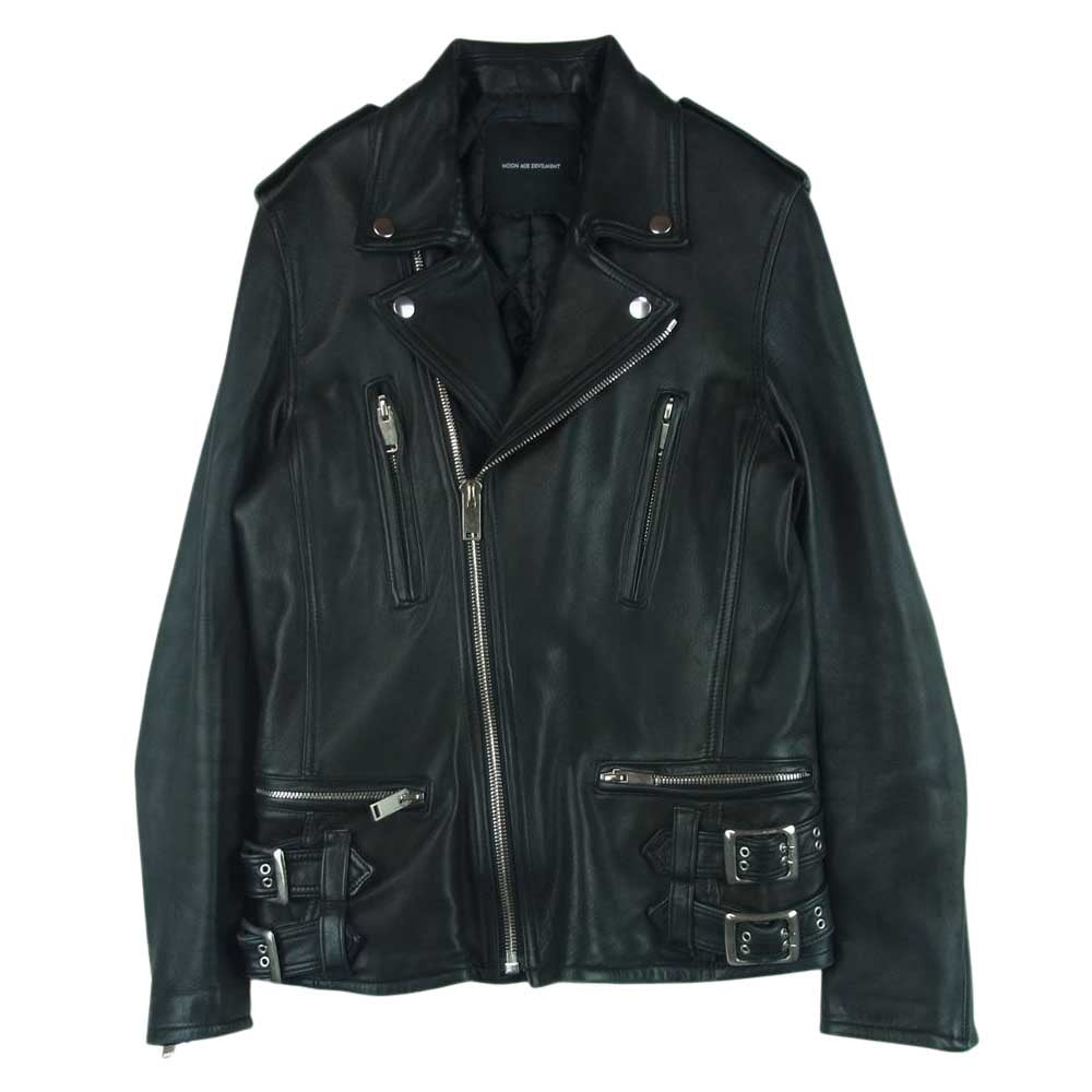 Moonage Devilment ムーンエイジデビルメント mjk-0162 シープ レザー ダブルライダース ジャケット ブラック系 44【中古】