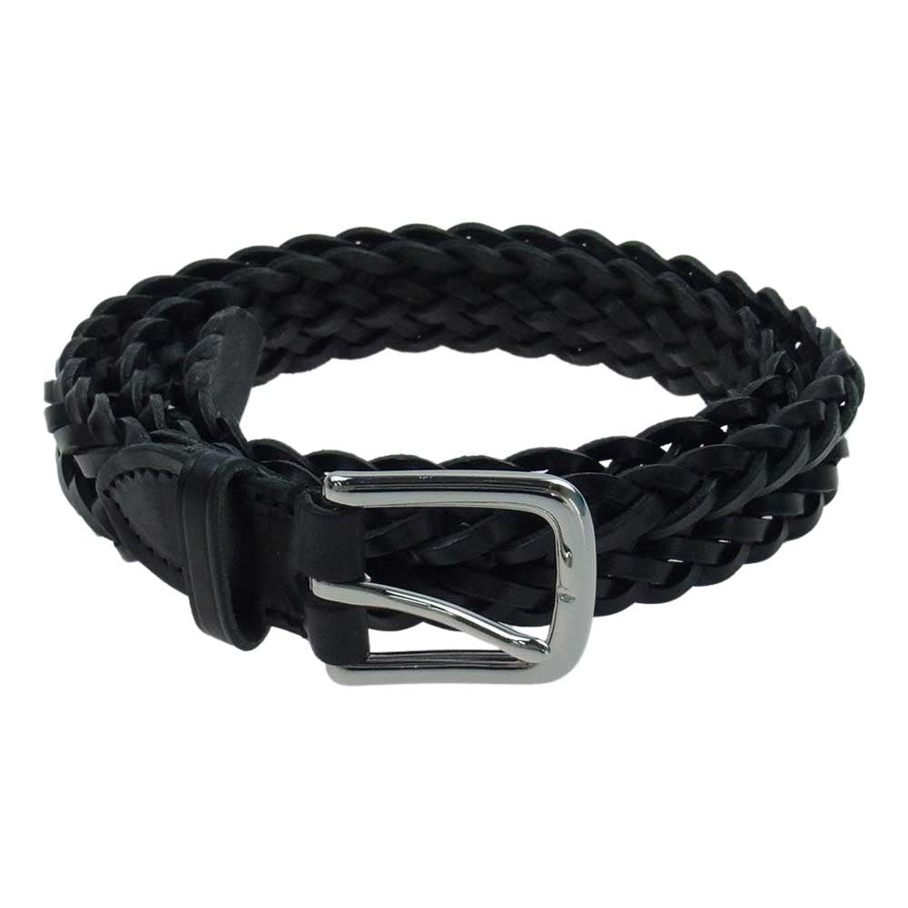 WHITE HOUSE COX ホワイトハウスコックス P2274 PLAITED BELT レザー メッシュ ベルト  ブラック系【美品】【中古】