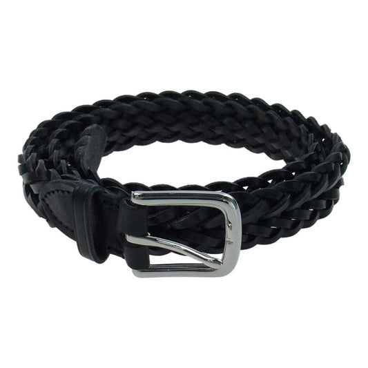 WHITE HOUSE COX ホワイトハウスコックス P2274 PLAITED BELT レザー メッシュ ベルト  ブラック系【美品】【中古】