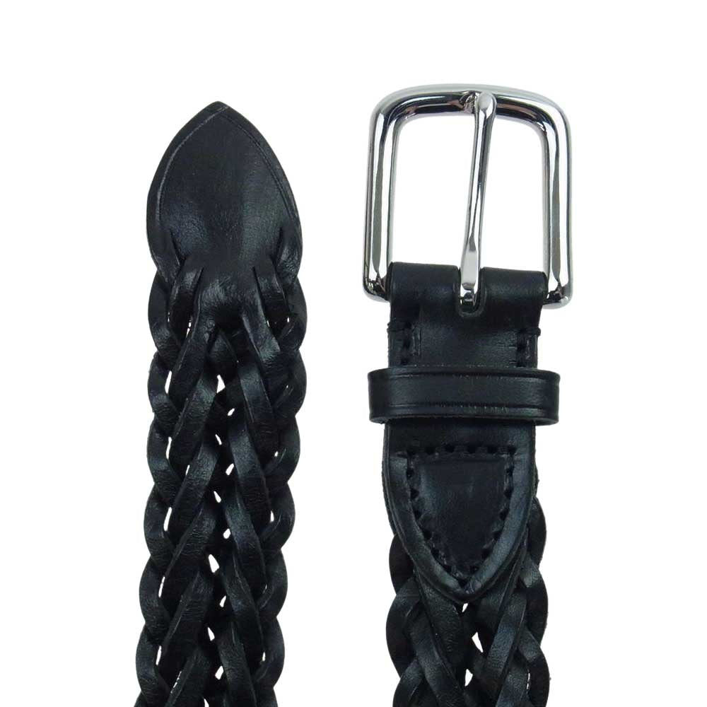 WHITE HOUSE COX ホワイトハウスコックス P2274 PLAITED BELT レザー メッシュ ベルト  ブラック系【美品】【中古】