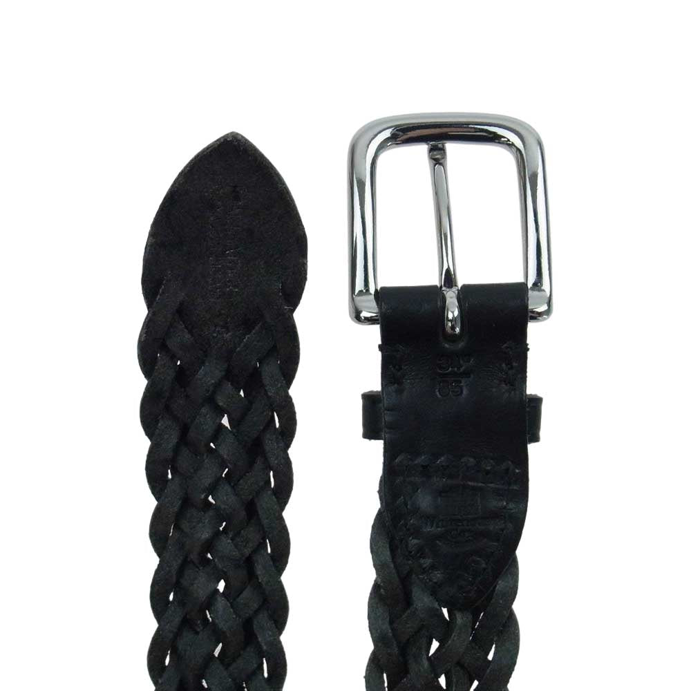 WHITE HOUSE COX ホワイトハウスコックス P2274 PLAITED BELT レザー メッシュ ベルト  ブラック系【美品】【中古】