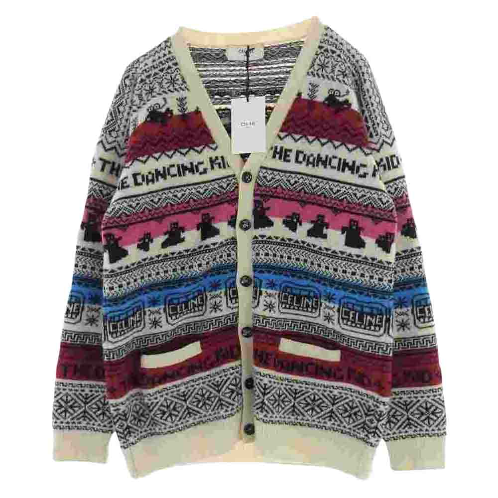 CELINE セリーヌ 21SS 2A08L715M THE DANCING KID ウールジャガード ルーズカーディガン マルチカラー系 S【中古】