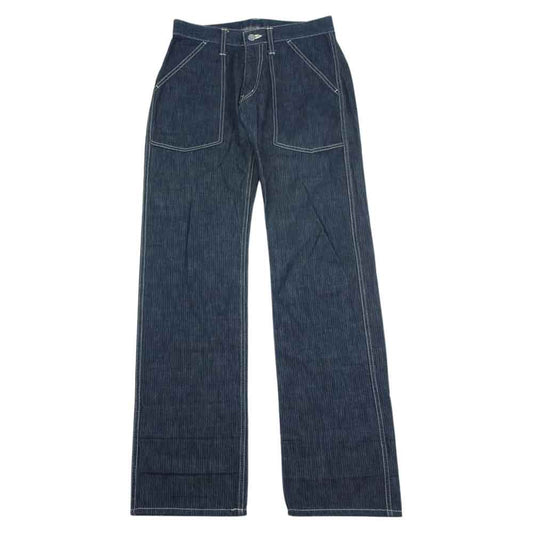 児島ジーンズ シンチバック ワーク パンツ インディゴブルー系 32【中古】