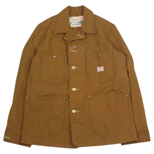 SUGAR CANE シュガーケーン 13oz ブラウンダック ワーク コート ジャケット カバーオール ライトブラウン系 36【中古】