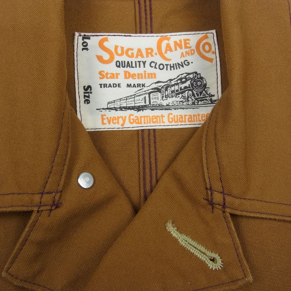 SUGAR CANE シュガーケーン 13oz ブラウンダック ワーク コート ジャケット カバーオール ライトブラウン系 36【中古】