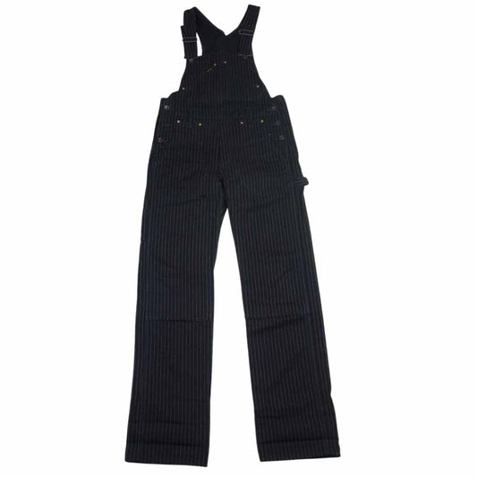 IRON HEART アイアンハート 12oz ブラックウォバッシュストライプ ダブルニー オーバーオール ブラック系 30【中古】